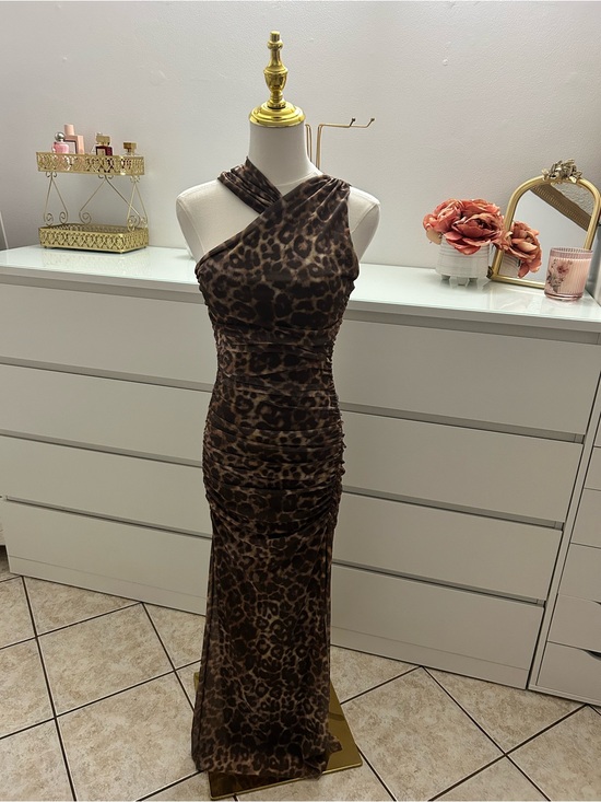 Zara Dresses & Skirts - Zara One-Shoulder Leopard Print Maxi Dress - Brown and Black